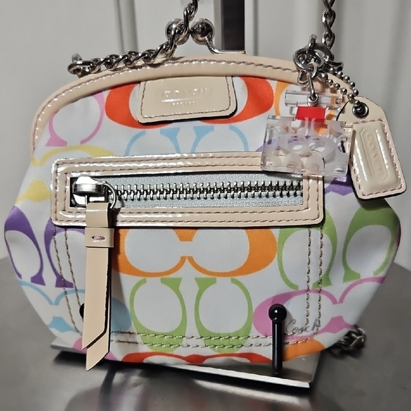 Coach EUC Y2K RARE Kisslock Colorful Signature Mini Bag with Chain - Picture 1 of 6